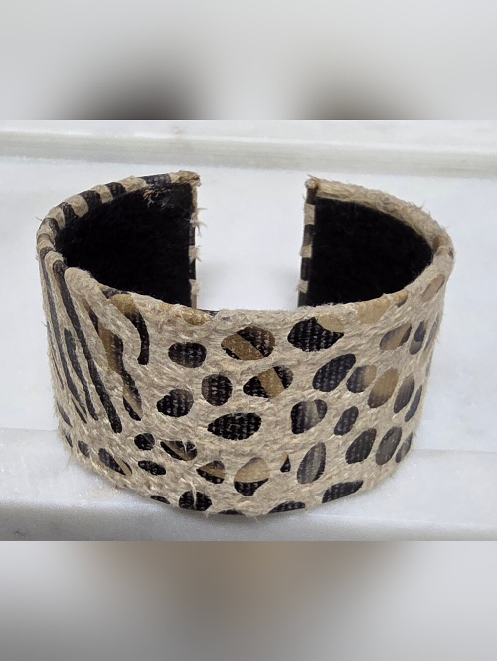 Textured Animal  Print Wide Cuff Bracelet - Vintage